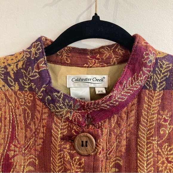 COLDWATER CREEK Sz PXL Made in India Lined Paisley Colourful Buttoned Blazer - Picture 6 of 9